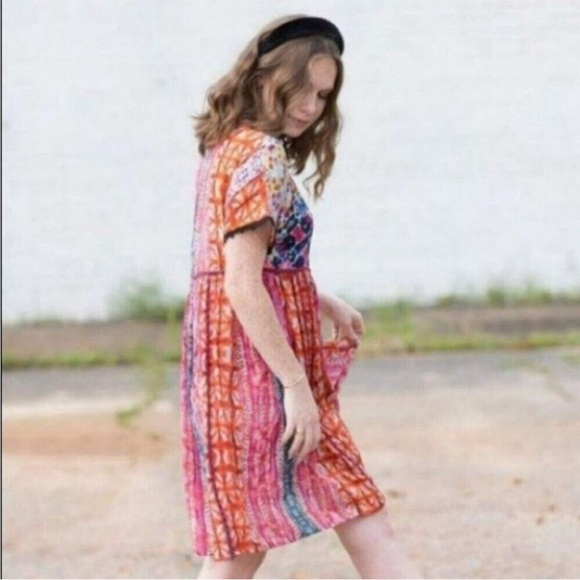 NWT Bl-ank London Anthropologie water color tie dye short sleeve dress small - Picture 6 of 13